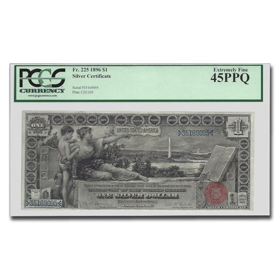 1896 $1.00 Silver Certificate Educational Note XF-45 PPQ PCGS 1896 $1.00 Silver Certificate Educational Note XF-45 PPQ PCGS